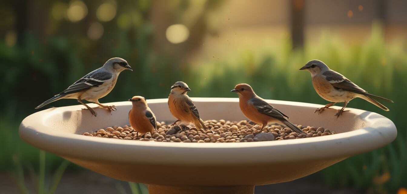 Bird bath with bird seed