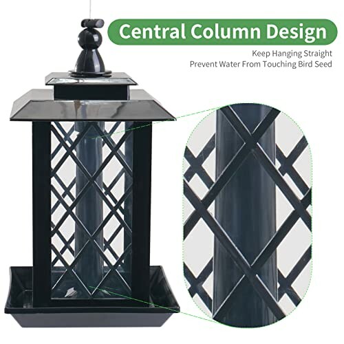 Bird feeder with central column design feature.