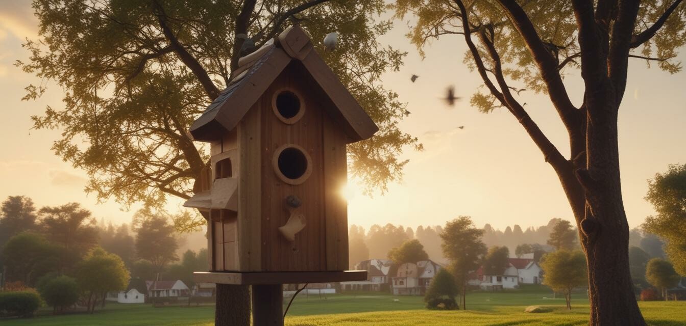 Bird house in backyard