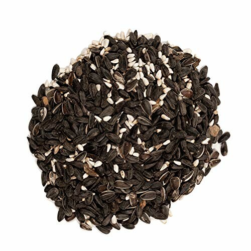 A pile of black and white bird seed mix