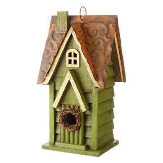 Glitzhome 12" Green Hanging Birdhouse