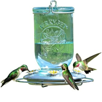 Perky-Pet Mason Jar Vintage Glass Hummingbird Feeder