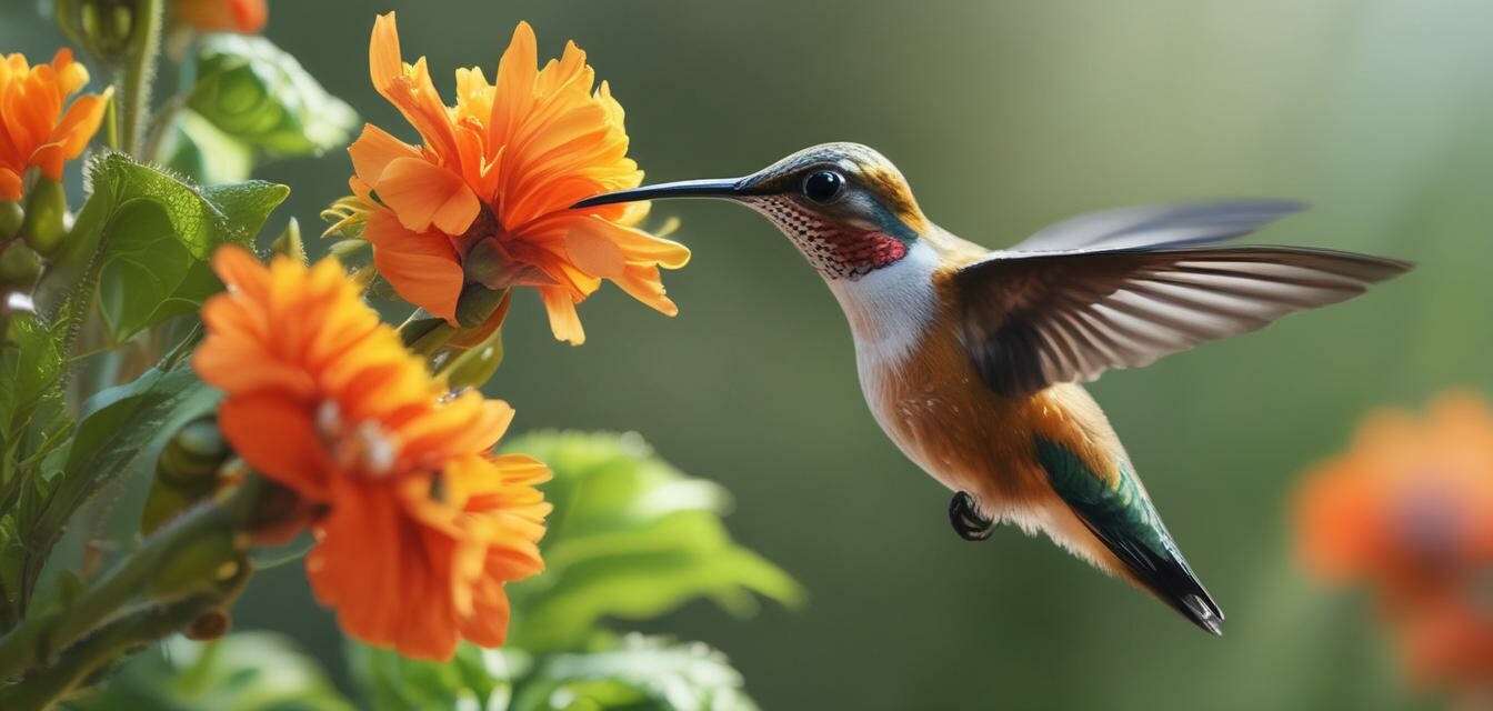 Hummingbird Near Flower Image