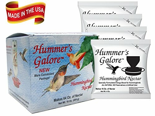 Box and packets of Hummer's Galore hummingbird nectar.