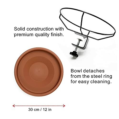 Plant pot holder with detachable bowl and steel ring.