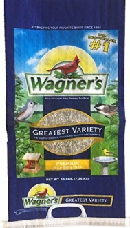 Wagner's Greatest Variety premium wild bird food packaging.