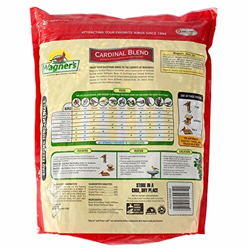 Back view of Wagner's Cardinal Blend bird seed package with feeding instructions