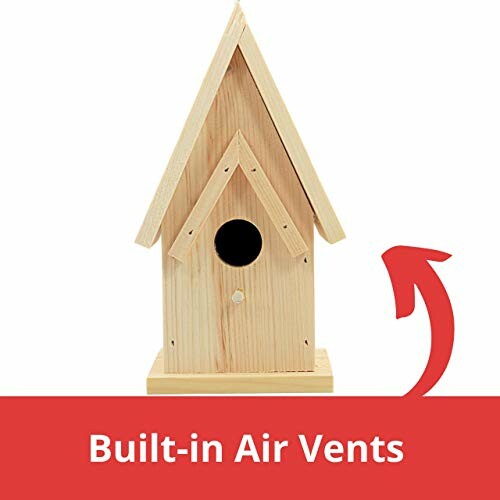 Wooden birdhouse with built-in air vents.